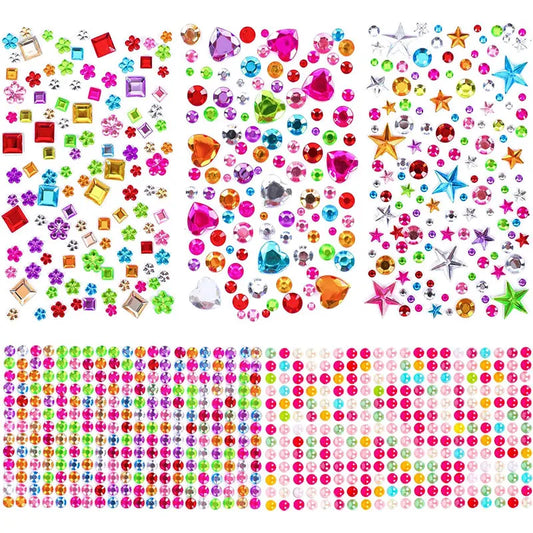 880pcs Gem bead Stickers Rhinestones for Crafts Self Adhesive Jewels Acrylic DIY Craft Decorative Diamond Stickers for Girls kid