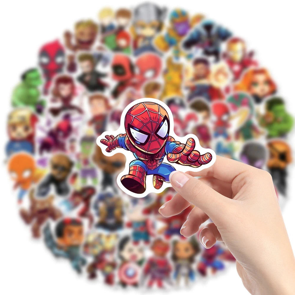 10/30/50/100/200pcs Cute Super Hero Cartoon Anime Marvel, Avengers, Deadpool, Guardians of the Galaxy Sticker Packs