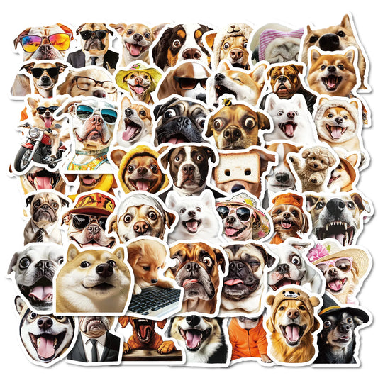 50Pcs Cute Pet Cartoon Stickers for Helmet, Wall, DIY Decoration