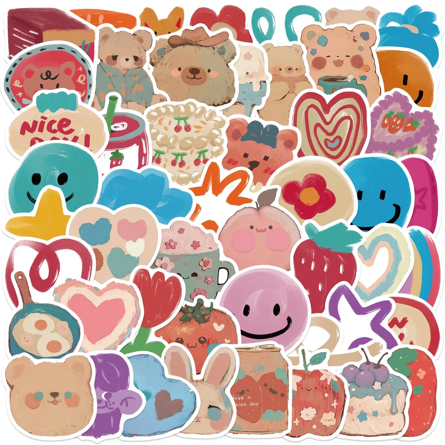 50PCS Cute Bear Stickers Waterproof Decals for Scrapbooking