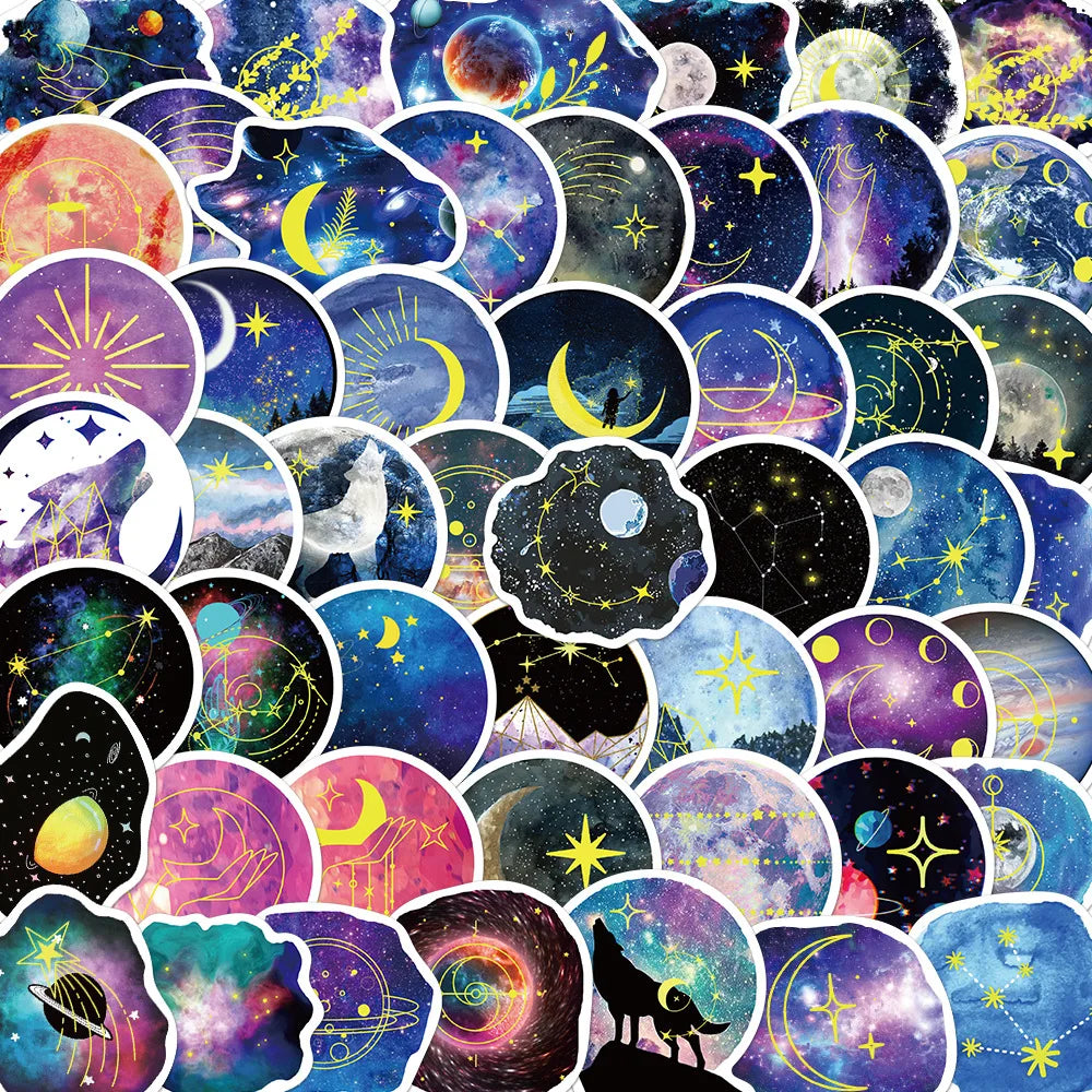 10/50Pcs NEW Moonlight Star Graffiti Stickers for Suitcase Skateboard Laptop Luggage Phone Car Styling Decal Waterproof Sticker