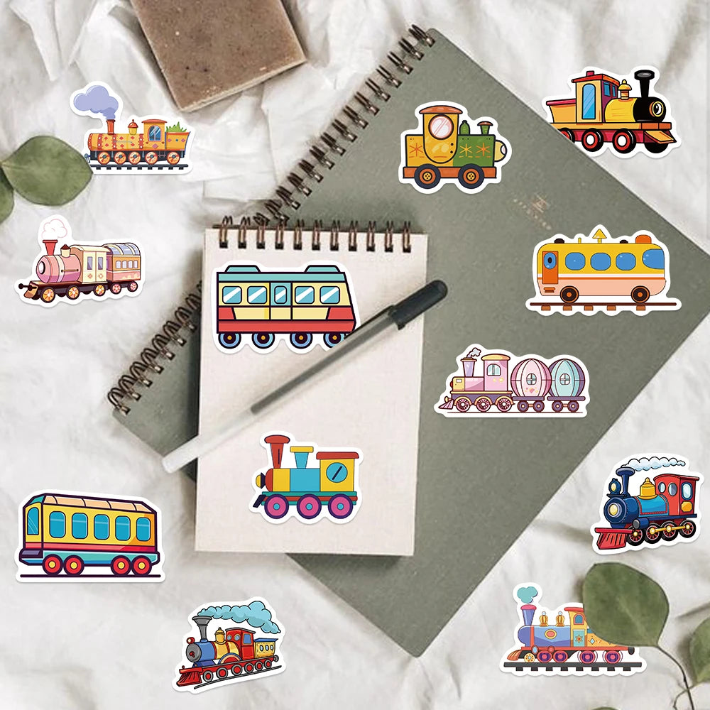 56PCS Cute Cartoon Retro Train Sticker DIY Laptop Luggage Skateboard Graffiti Waterproof Decals Sticker for Kid Toys