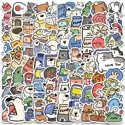 100PCS Cute Animal Stickers for Phone, Laptop, Car, Luggage, Bike, Bottle