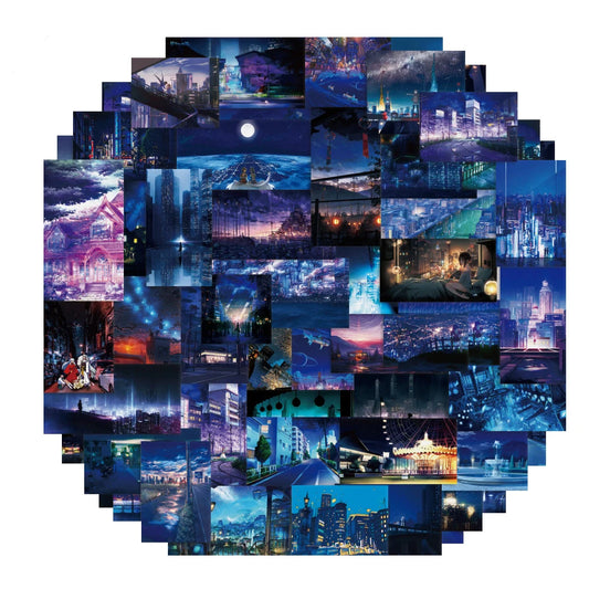 City Night Landscape Stickers 10/30/55pcs - DIY Skateboard Laptop Phone Car Fridge PVC