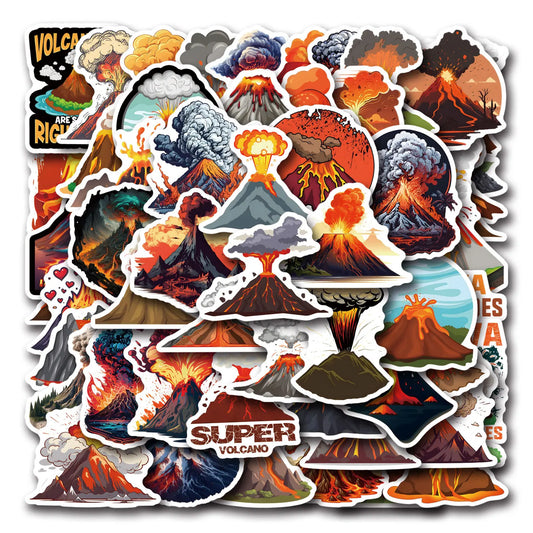 Volcano Cartoon Stickers for Phone Laptop Luggage Skateboard Decals Gift