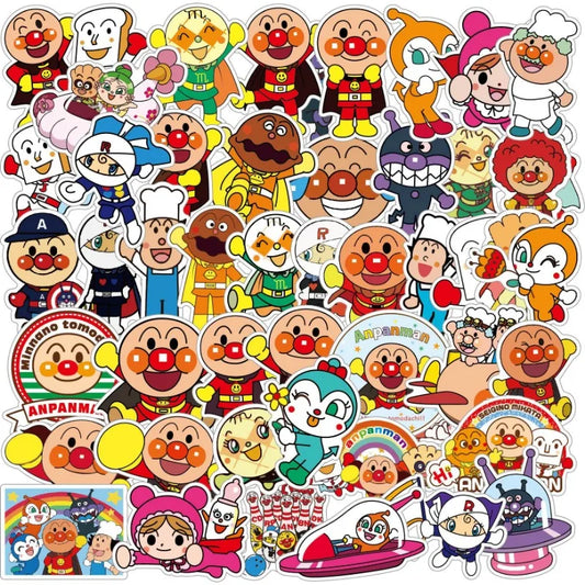 55pcs Anpanman Cartoon Stickers for Suitcase, Water Cup, Phone, Laptop, Car, Scooter, Refrigerator