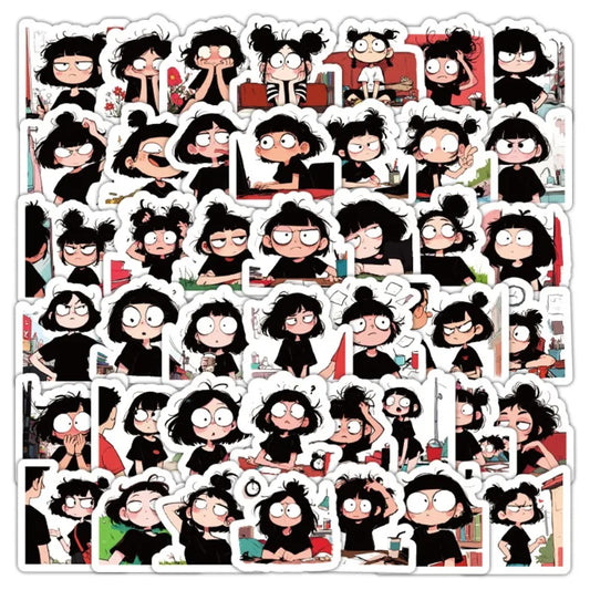 58pcs Crazy Girl Graffiti Stickers for Laptop, Phone, Scooter, Water Bottle, Suitcase, Stationery, Refrigerator