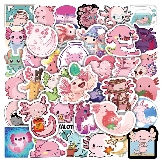 50Pcs Cute Salamander Stickers for Helmet, Wall, DIY Decor