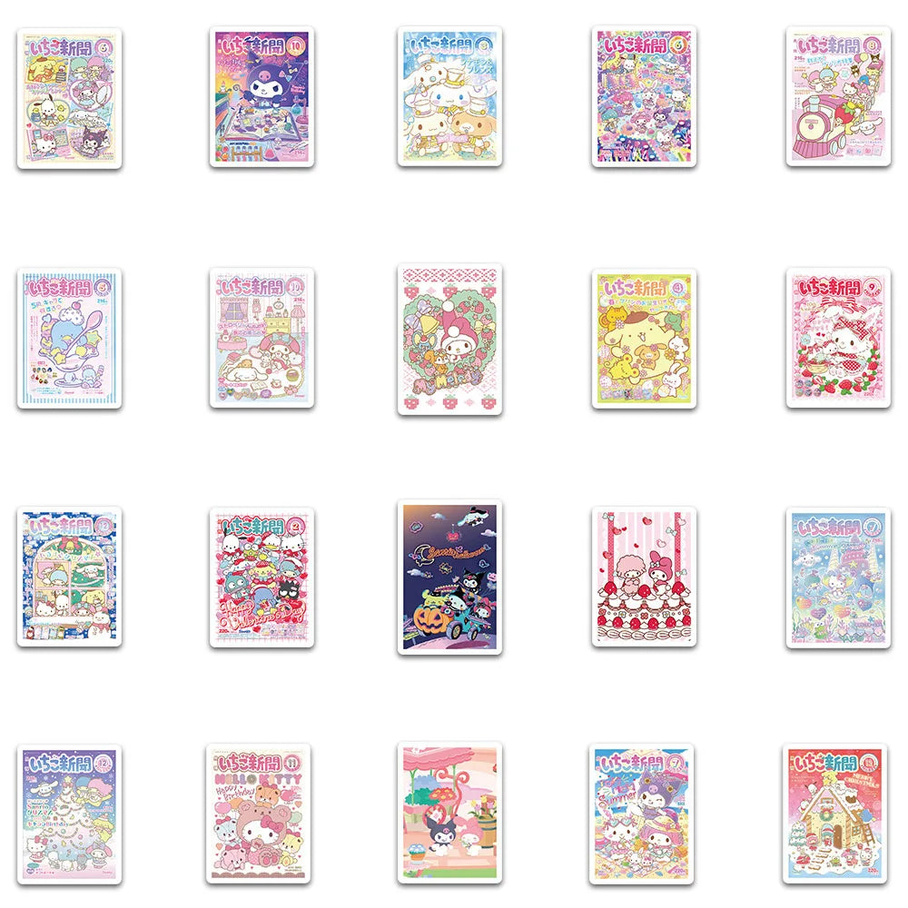 10/30/65pcs Pink Sanrio Hello Kitty Kuromi Cinnamoroll Poster Stickers Kids Girls DIY Laptop Phone Car Cute Cartoon Sticker Toys