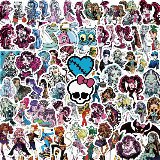 50PCS Monster High Cartoon Anime Graffiti Stickers for Bike, Skateboard, Car, Helmet, Laptop