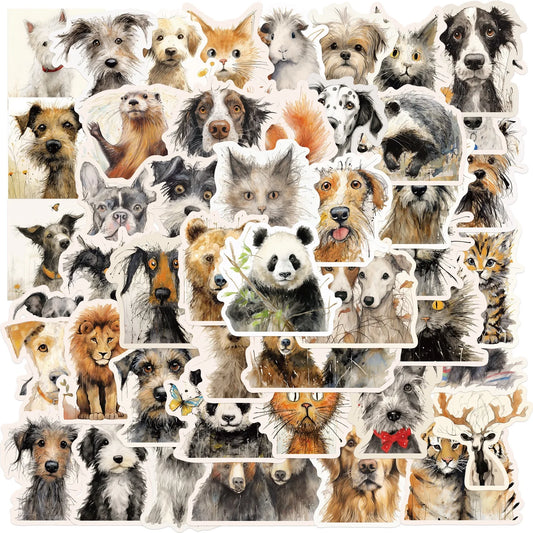 10/50PCS Cute Funny Dog Cat Bristled Animal Stickers Waterpoof Decals DIY Skateboard Laptop Phone Luggage Stationary Sticker Toy