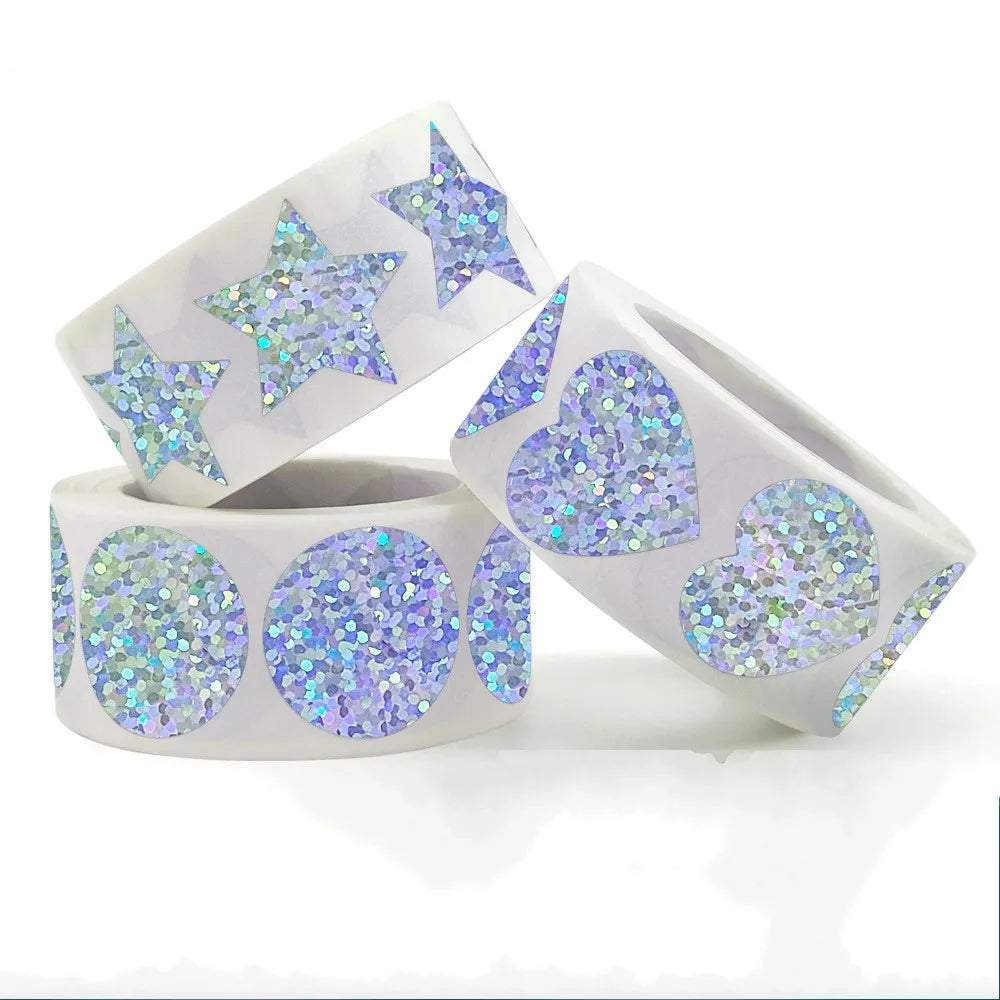 50-500pcs Glitter Star Stickers for Kids School Teacher Reward Sticker Party Decor Small Business Label Scrapbooking Stickers