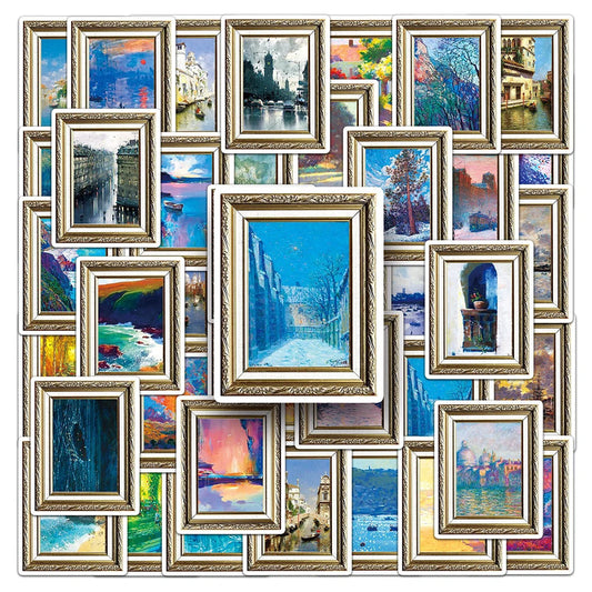 Vintage Art Oil Painting Graffiti Stickers Decals - Waterproof for Laptop, Guitar, Phone, Luggage, Car - 10/30/50pcs