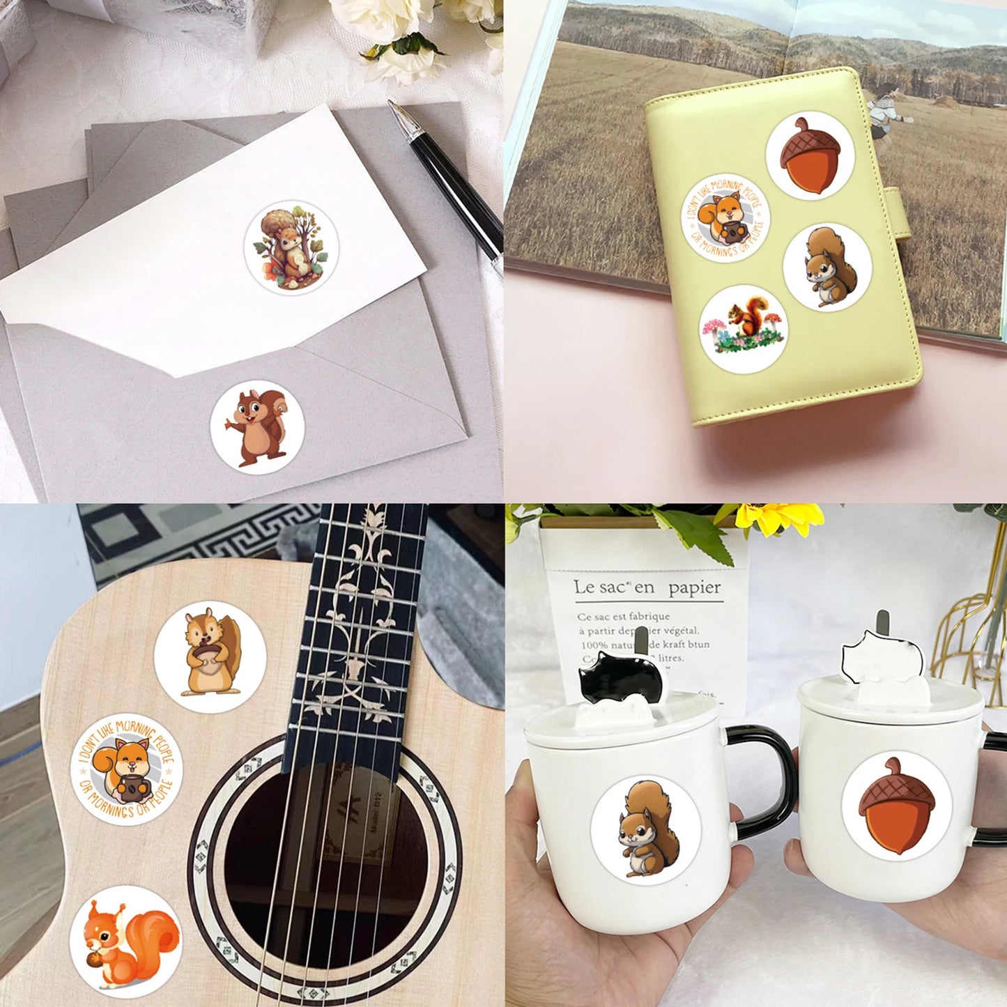 100-500pcs Cute Animal Squirrel Stickers Packs Laptop Phone Case Scrapbook Notebook Reward Sticker Decal for Kid Gift Toy