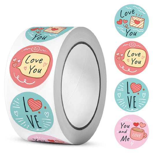 100-500pcs  New Cartoon I LOVE YOU Love Valentine Day Sticker Wedding Gift Packaging Labels Love Scrapbooking Diy Label Stickers