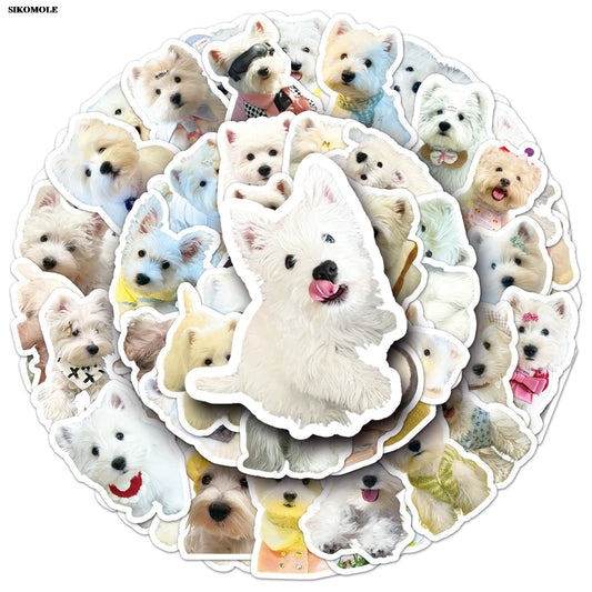 West Highland White Terrier Dog Stickers Pack - Kawaii Animal Decals for Kids, Laptop, Luggage, Suitcase