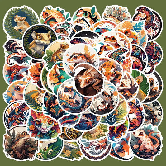 50pcs Cartoon Reptile Stickers for Laptops, Helmets, Walls, DIY Wholesale