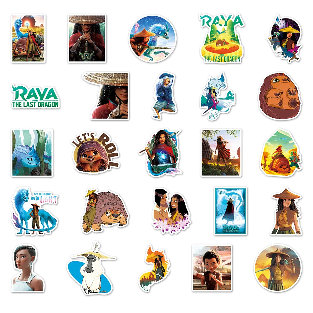 10/30/50pcs Disney Cartoon Raya and The Last Dragon Anime Stickers Decals Laptop Phone Skateboard Car Waterproof Sticker Kid Toy