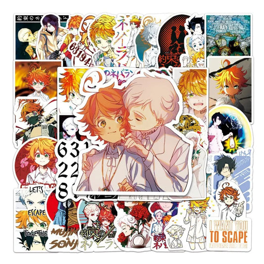 The Promised Neverland Sticker Pack (50pcs) for Luggage, Water Bottles, Phones, Laptops, Cars, Scooters, Fridges