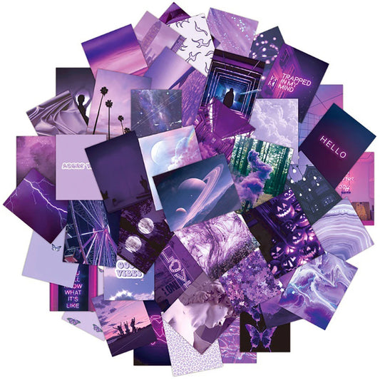 Purple Stickers Set: Landscape Decals for Scrapbook, Laptop, Phone, Fridge, Bike, Graffiti, Kids Toys