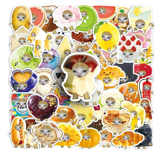 50Pcs Cat Meme Stickers: Waterproof, Laptop & Phone Decals