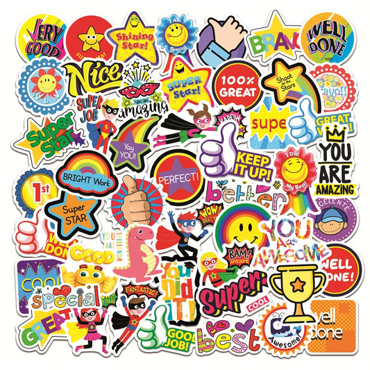 50pcs Kids' Graffiti Stickers for Helmet, Wall, DIY Decoration with Storage Box