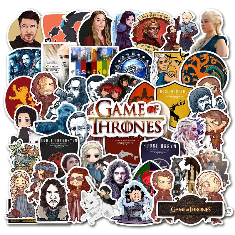 50pcs Game of Thrones Stickers for Laptop, Phone, Scooter, Cup, Suitcase, Fridge
