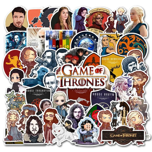 50pcs Game of Thrones Stickers for Laptop, Phone, Scooter, Cup, Suitcase, Fridge