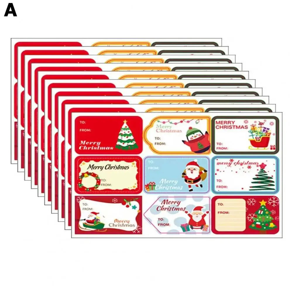 High-quality Adhesive Labels Christmas Gift Tag Stickers Santa Elk Xmas Theme Diy Present Box Greeting Card Envelope Labels 10