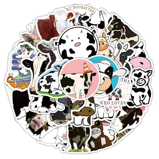 Dairy Cow Cartoon Stickers: Kids, Luggage, Laptop, Car