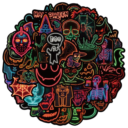 Cartoon Neon LED Halloween Stickers for Suitcase, Skateboard, Laptop, Phone, Car, DIY Decals