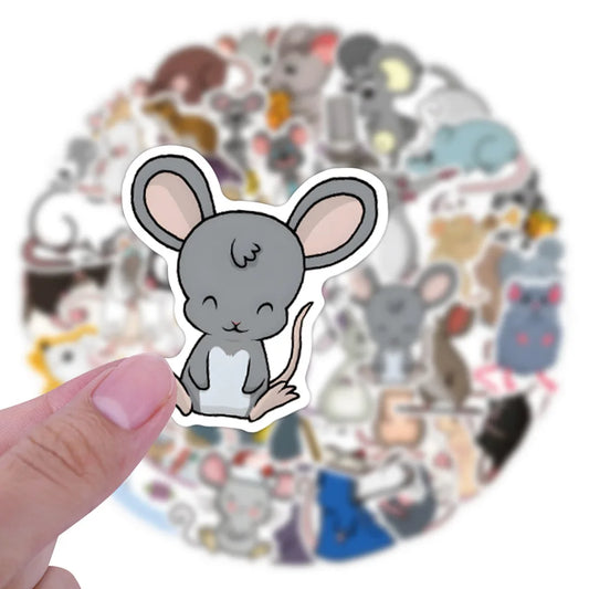 Kawaii Rat Stickers Cute Animal Decals for Luggage Laptop Guitar Car Bike 10/30/55PCS