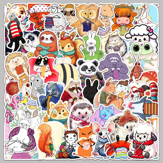 50Pcs Cartoon Animal Graffiti Stickers for Helmet, Wall, DIY Decor