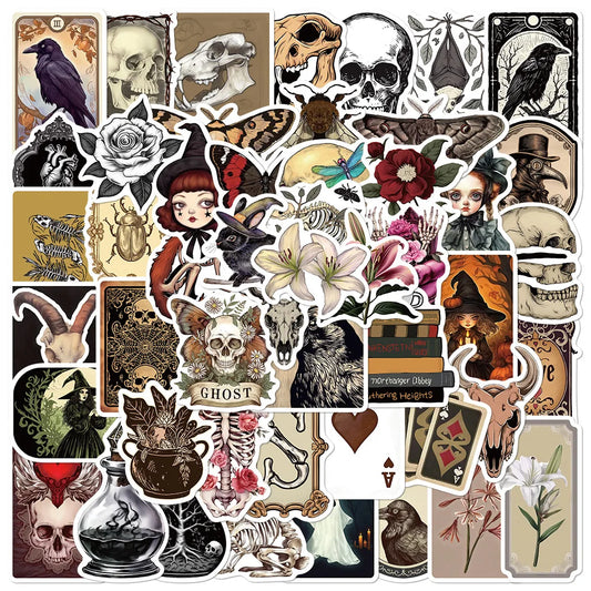 50 Gothic Skull Stickers: Waterproof DIY Decals