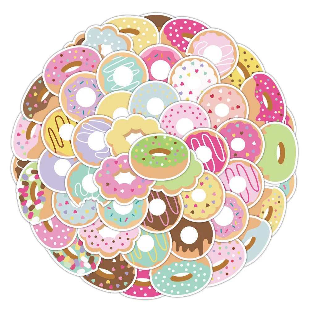 10/50pcs Colorful Candy Stickers Gift Toy for Girl Kawaii Cute Lollipop Donut Decal Sticker to Laptop Stationery Bike Guitar