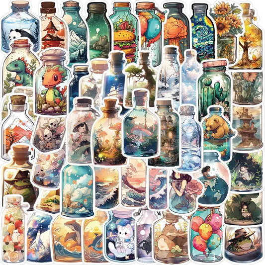 50pcs Anime Cartoon Stickers for Bottles, Party Gifts, Skateboards, Laptops, Suitcases, Scrapbooking