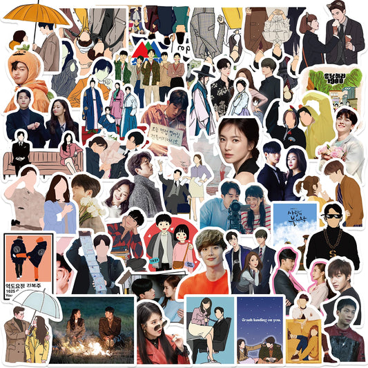 50pcs Kdrama Star Stickers for Laptop, Luggage, Skateboard, Guitar, Scrapbook - Waterproof, Funny Graffiti Decals