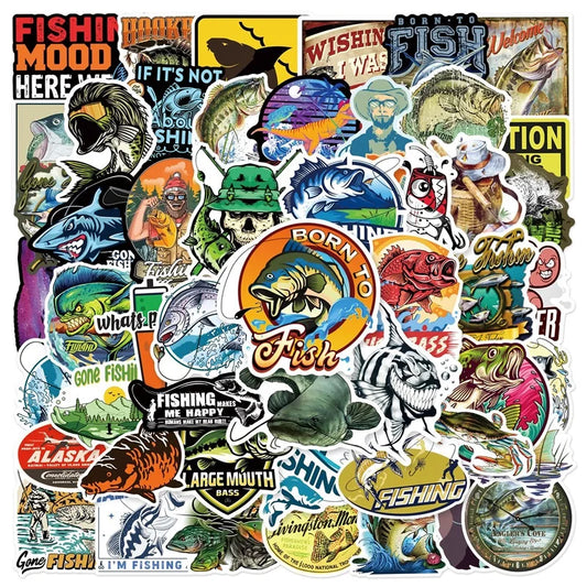 Cartoon Fishing Stickers 10/30/50PCS Kids Scrapbooking