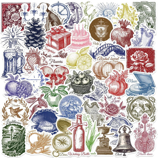 Vintage Cartoon Stickers: 10/30/50pcs DIY Notebook Luggage Laptop Decals