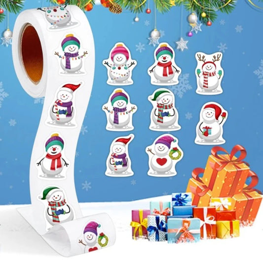 Christmas Snowman Stickers 8 Designs 100-500pcs