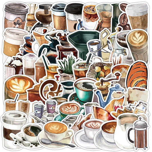 Cartoon Coffee Stickers Pack for Laptop, Phone, Guitar, Kids Toys