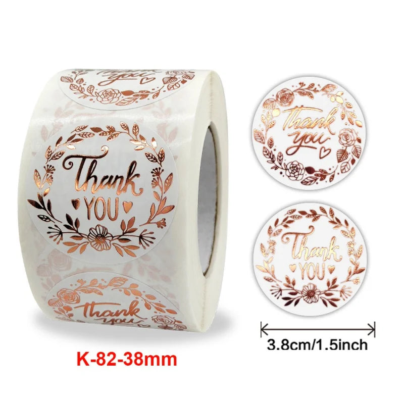 500 Pcs 1.5inch/3.8cm Round Laser English Thank You Gift Seal Sealing Stickers with Waterproof Wedding Holiday Label