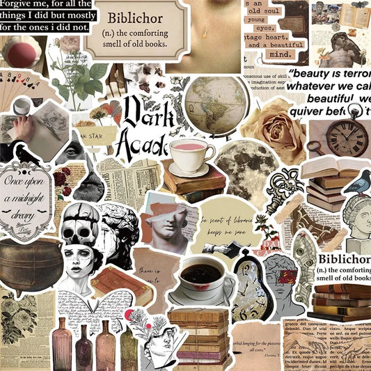 Vintage Dark Collage Stickers - Aesthetic DIY Stationery
