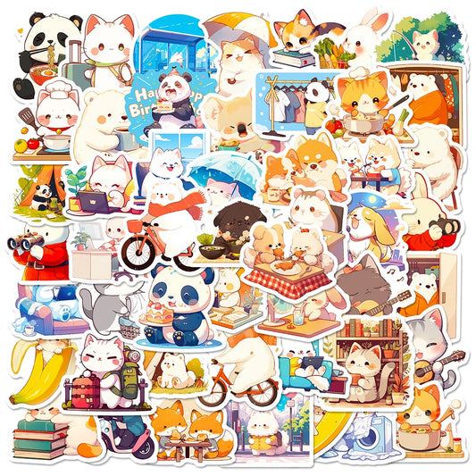 Cute Cartoon Animal Stickers for Laptop, Fridge, Guitar, Notebook - 10/30/50pcs