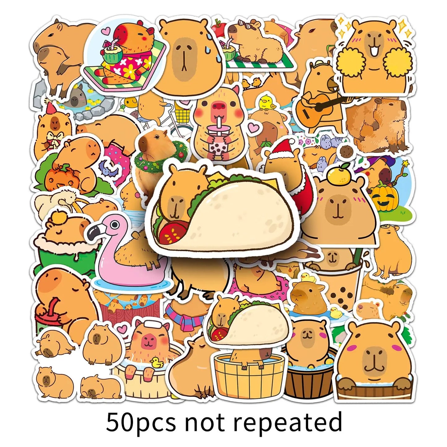 10/30/50PCS Kawaii Capybara Cartoon Cute Brown Animals Stickers Scrapbook Laptop Phone Luggage Diary Car Bottle Sticker Kid Toy