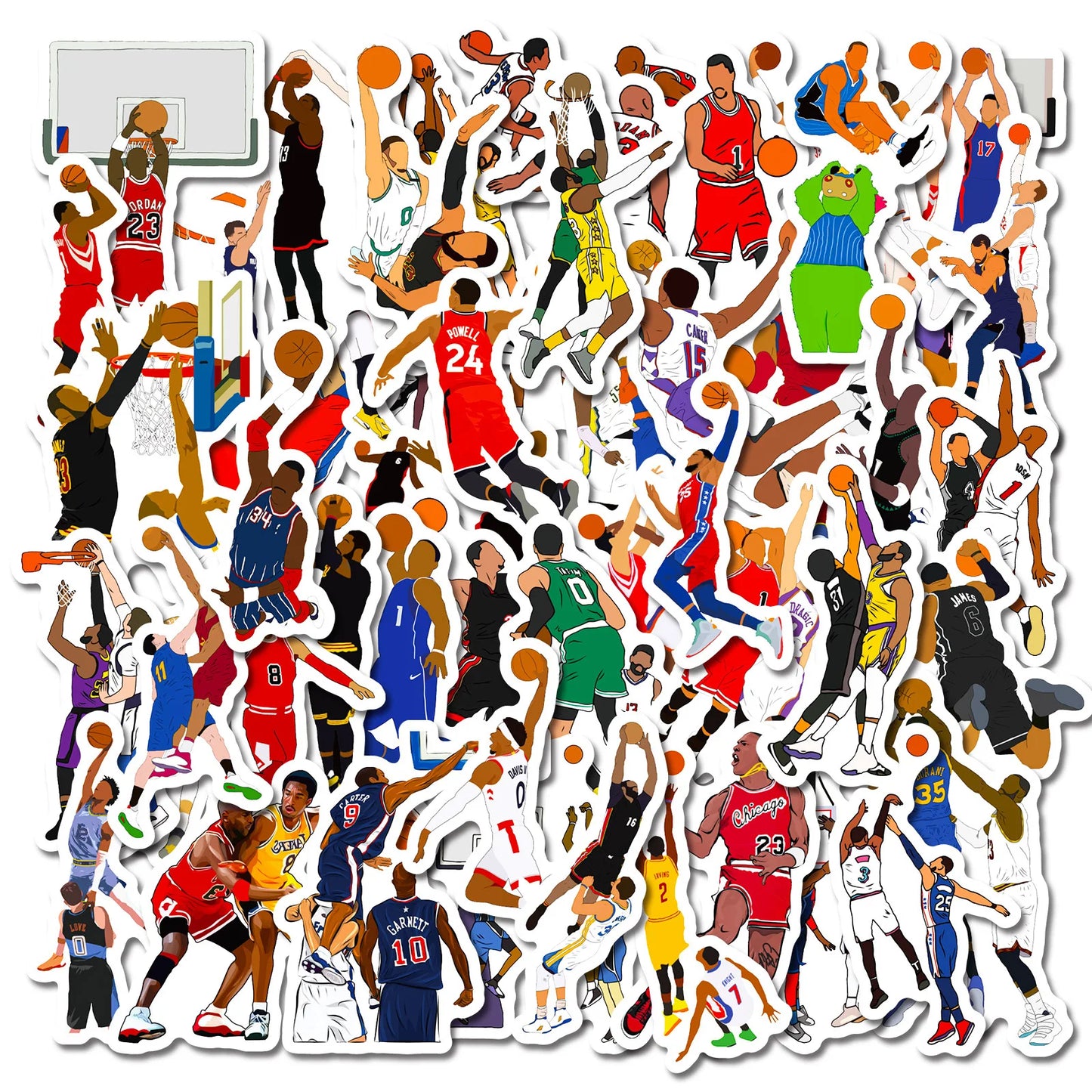 50pcs Classic Action Basketball Collection Motorcycle Car Hood Helmet Suitcase Guitar Waterproof Sticker