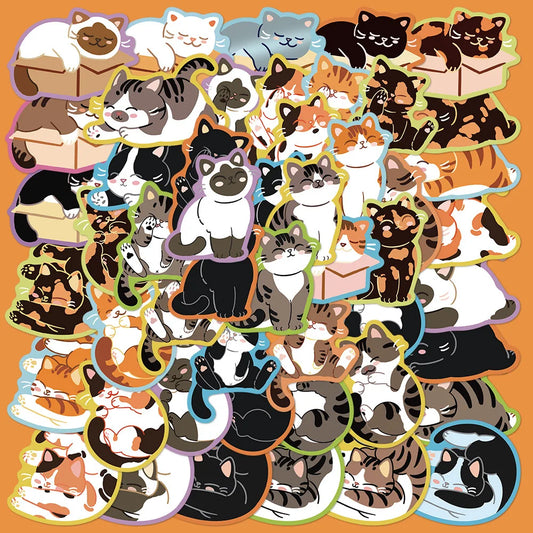 50Pcs Cute Cat Stickers for Helmet, Wall, Desktop Decoration