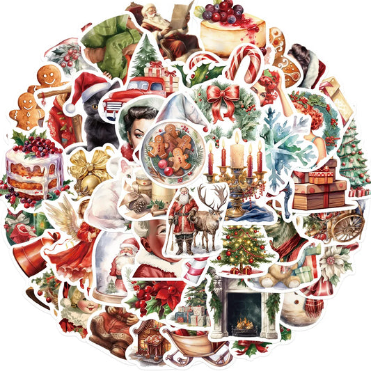 Christmas Santa Stickers 10/30/50pcs Cute Decals for Laptop Fridge Suitcase Notebook Party Decoration Kids Gift