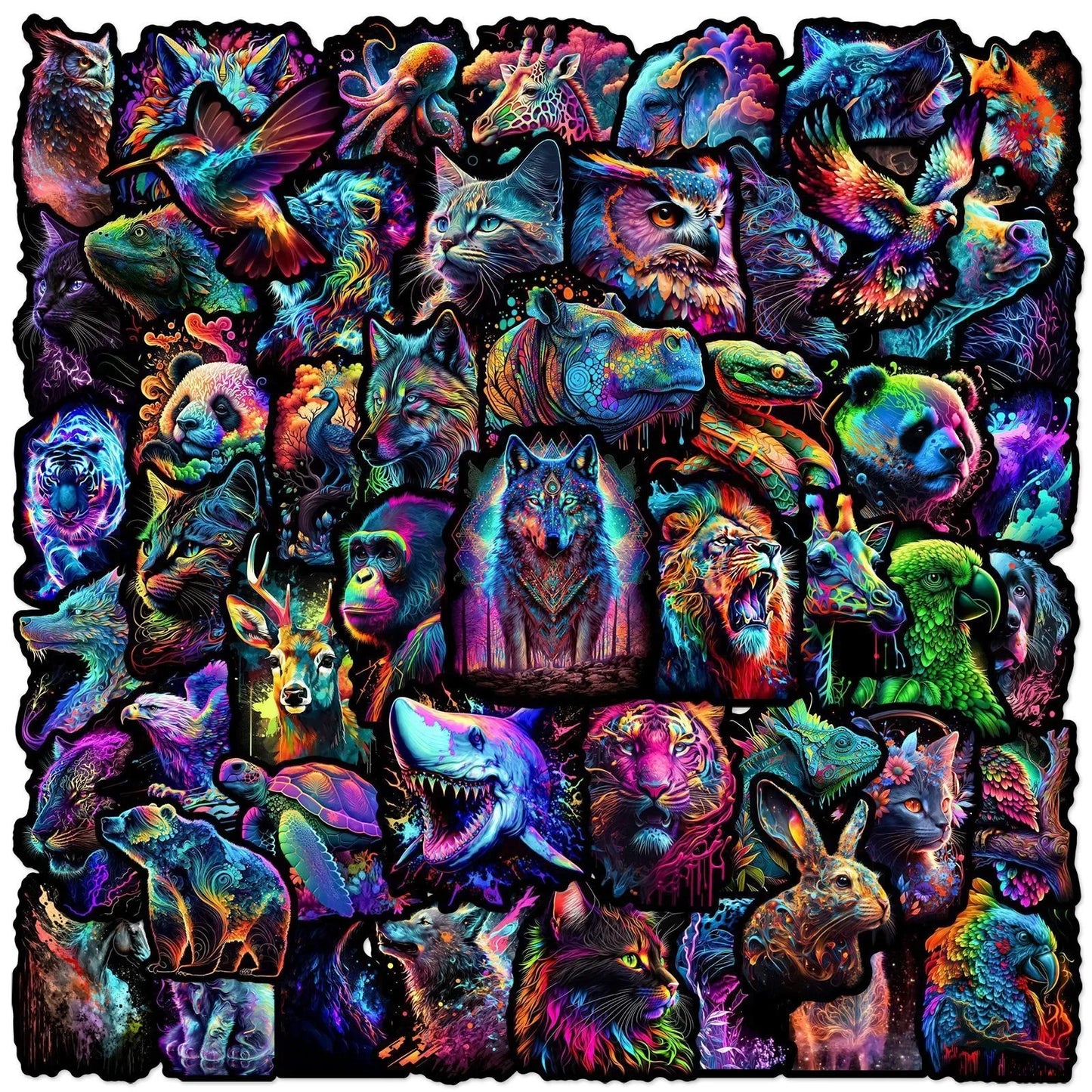 10/50pcs Cool Dark Colorful Animals Stickers Aesthetic Art Decals DIY Laptop Luggage Skateboard Graffiti Decals Sticker Toys