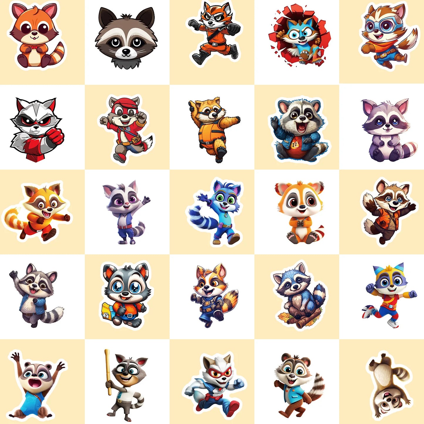 50Pcs Cartoon Cute Raccoon Series Graffiti Stickers Suitable for Laptop Helmets Desktop Decoration DIY Stickers Toys Wholesale